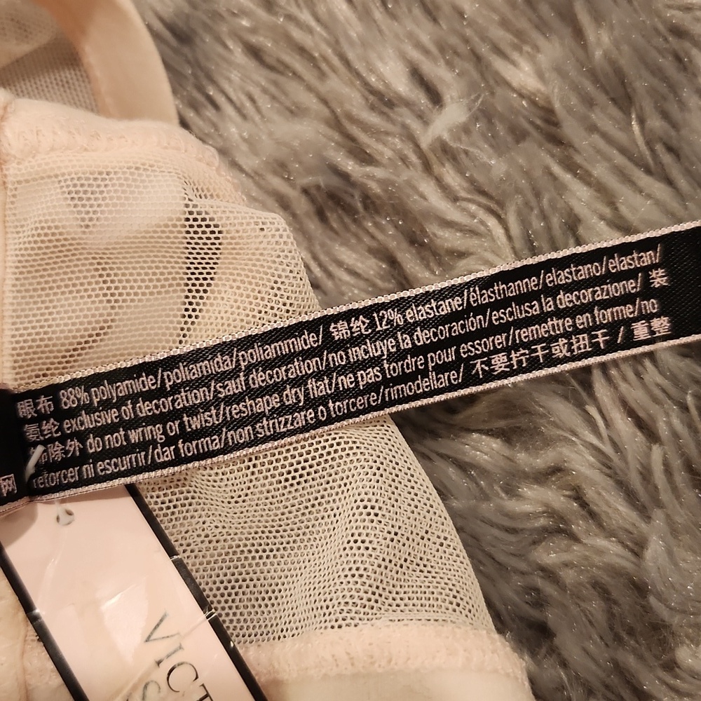 Victoria's Secret blush pink velvet & Lace Strappy Boned corset Bralette XS, NWT - Picture 10 of 10
